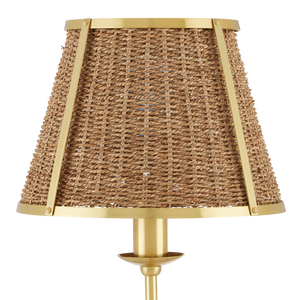 Deauville Floor Lamp - Handmade Seagrass & Brass Light Fixture with French Flair for Elegant Spaces