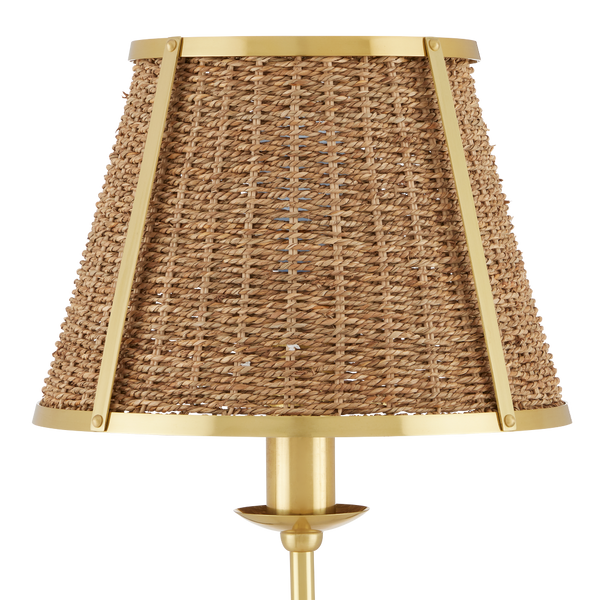 Deauville Floor Lamp - Handmade Seagrass & Brass Light Fixture with French Flair for Elegant Spaces