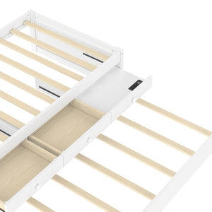 English Elm Twin Triple Metal Bunk Bed Matte Powder Coated Frame with Full Safety Guardrails White W1580S00385