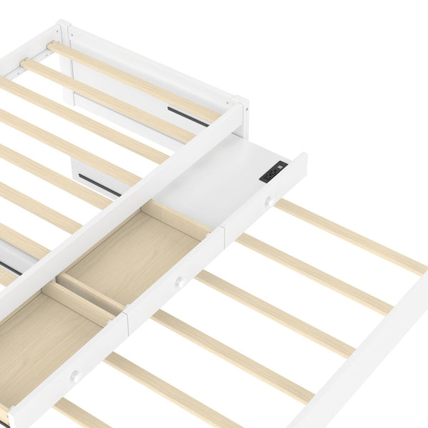 English Elm Twin Triple Metal Bunk Bed Matte Powder Coated Frame with Full Safety Guardrails White W1580S00385