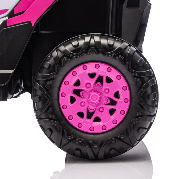 English Elm 12v Kids Electric Utv Ride on Toy with Parental Remote Swing Function and Shock Absorbers Pink W1578P368159