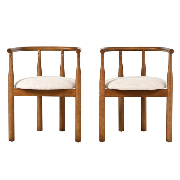 English Elm Modern Rubberwood Dining Chairs with Cushioned Seats Mid Century Style Set of 2 N762P388943W
