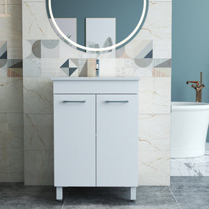 English Elm 24-Inch Modern Bathroom Vanity & Sink Combo – Space-Saving, Soft-Close Doors, Adjustable Shelf & Glossy Finish W3151S00028