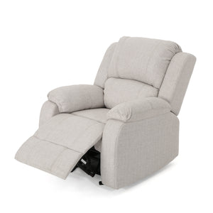 English Elm Christopher Knight Home® - Manual Recliner Chair Linen Upholstery, Compact Space-Saving Design with Dual-Angle Lever for Cozy Relaxation Beige 62812.00BGE