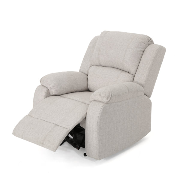 English Elm Christopher Knight Home® - Manual Recliner Chair Linen Upholstery, Compact Space-Saving Design with Dual-Angle Lever for Cozy Relaxation Beige 62812.00BGE