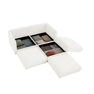 English Elm Stylish White Chenille 2-Seater Loveseat With Hidden Storage, Ergonomic Support, And Modern Design W714S01035-GIGA