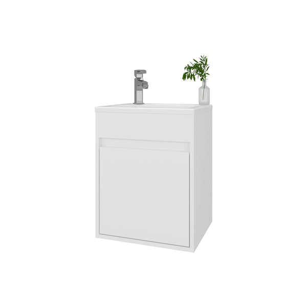 English Elm FM Wall-Mounted Belle Bathroom Vanity with Built-In Sink, Floating Design, Soft-Close Door, Sleek Storage Solution White 24 L x 21 W x 11 H B128P335849