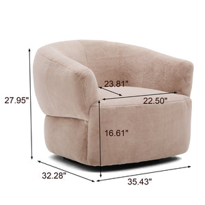 English Elm Plush Barrel Swivel Accent Chair Velvet Upholstered 360 Degree Base Living Room Blush Brown N776P403621W