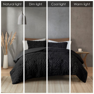 English Elm Full/Queen Blair Ruched Faux Fur Down Alternative Comforter Set – Luxurious Hypoallergenic OEKO‑TEX Bedding Ensemble Black 11.02 L x 18.31 W x 10.24 H B035129366