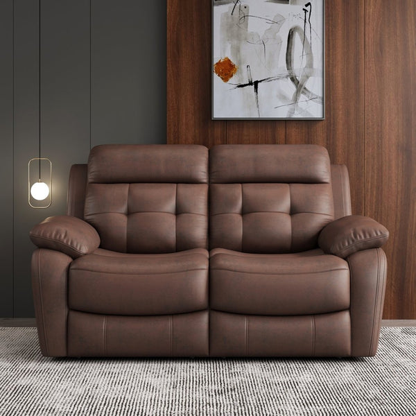 English Elm Genuine Leather Manual Reclining Loveseat Tufted Two Seat Club Style Sofa W1896S00006