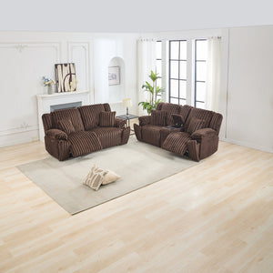 English Elm M079 Power Reclining Sofa & Loveseat Set - Cozy Brown Fabric, Usb Ports, Effortless Comfort & Style W1805S00107