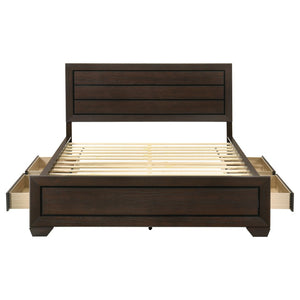 English Elm Holmgren Eastern King Storage Bed with Recessed Panel Headboard in Dark Cocoa Wood B062S01850