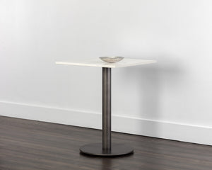 Sunpan Claudia Bistro Table - Elegant Art Deco Design with Unique Marble Top and Pewter Steel Base for Dining 24W x 24D x 30H