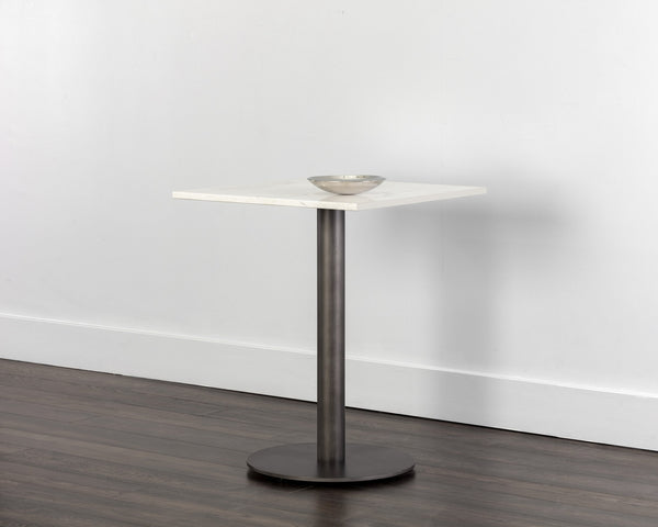 Sunpan Claudia Bistro Table - Elegant Art Deco Design with Unique Marble Top and Pewter Steel Base for Dining 24W x 24D x 30H