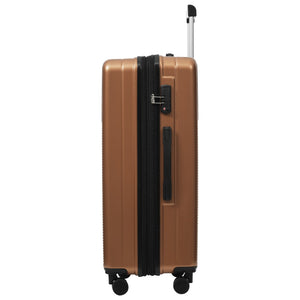 English Elm Luggage 5 Piece Hardside Abs Set with Front Access Carry on and Tsa Spinner Wheels Brown N732P391579O