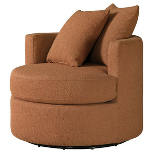 English Elm Quinn Swivel Accent Chair Rounded Silhouette Fabric Upholstery for Living Room Burnt Orange B062P441091
