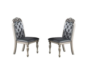 English Elm Traditional Formal Rubberwood Dining Set Seats Six Tufted Chairs Silver Grey Finish B011S00601