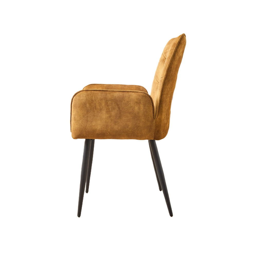 English Elm Modern Velvet Dining Chairs Set - Ergonomic Comfort With Stylish Iron Frames In Vibrant Mustard Yellow N842P284568Y