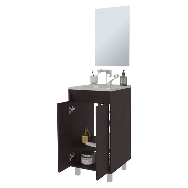 English Elm Saratoga Wenge Bathroom Cabinet with 2 Soft-Close Doors, Space-Saving 34.1"H x17.8"W x17.8"D, Scratch-Resistant B128P314813
