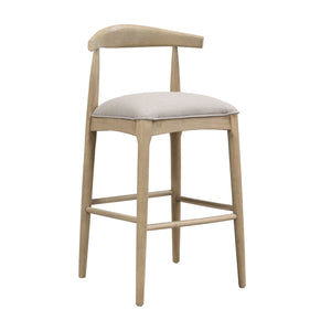 English Elm Christopher Knight Home® - BAR STOOL ladder-back farmhouse set of 2 with upholstered rubberwood seats, tapered legs, timeless charm Grey N771P339893D