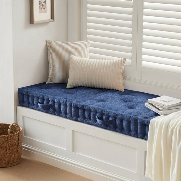 English Elm Poly Chenille Square Floor Pillow Cushion Plush 24x24 Inch Soft Polyester Seat Pad for Cozy Living Spaces Navy Blue 3.22 L x 23.03 W x 12.8 H B035P280524
