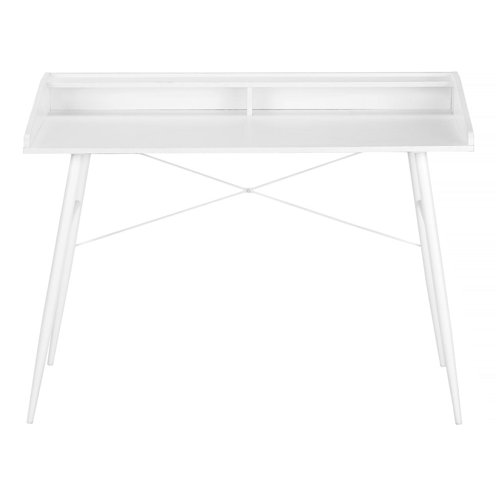 English Elm Computer Desk For Home Office – Contemporary White Laminate With Hutch, Compact & Stylish Work Area B2710P219821