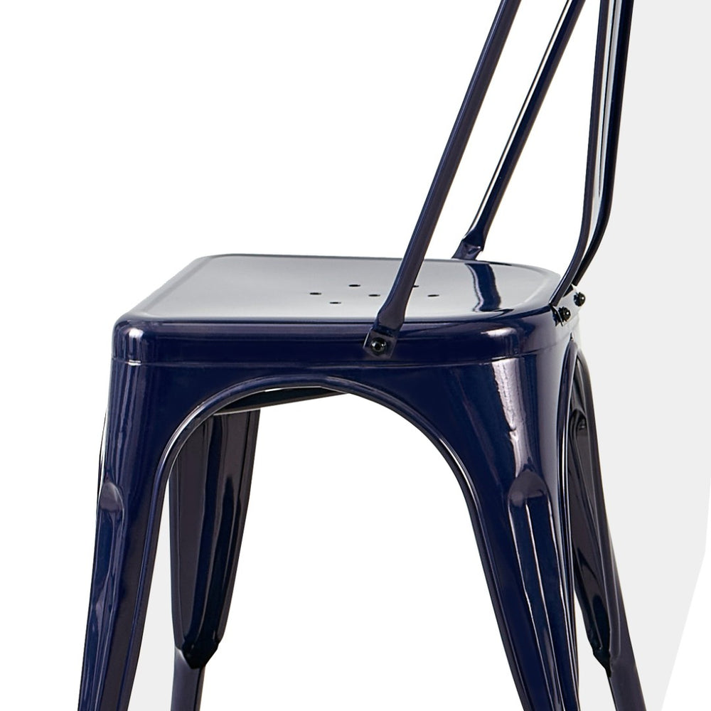 English Elm Set Of 2 Dark Blue Industrial Metal Dining Chairs - Stackable, Lightweight, Easy-Clean, Modern Design B347P383092-GIGA