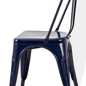 English Elm Set Of 2 Dark Blue Industrial Metal Dining Chairs - Stackable, Lightweight, Easy-Clean, Modern Design B347P383092-GIGA