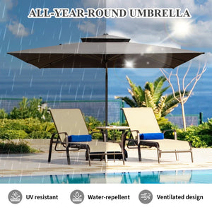 English Elm 9 9 ft Aluminum Cantilever Patio Umbrella with Tilt, Hydraulic Lift, UPF50+ Canopy, Rustproof Frame Gray W1859P337823