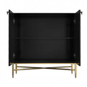 English Elm 2-door Fluted Wood Grain Cabinet Industrial Brown Finish Accent Storage for Living Room T3609P482847