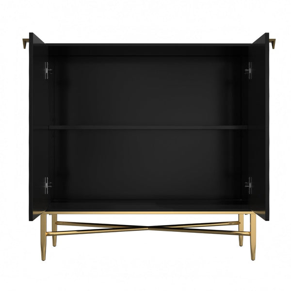 English Elm 2-door Fluted Wood Grain Cabinet Industrial Brown Finish Accent Storage for Living Room T3609P482847