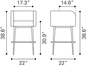 Horbat Barstool - Set of 2 Brown 109947 Zuo Modern