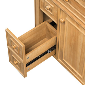 English Elm 24" Solid Pine Bathroom Vanity Cabinet with Ceramic Sink Soft Close Drawers N725P375500N