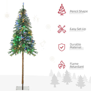 English Elm Homcom 6Ft Tall Prelit Pencil Christmas Tree With 175 Led Lights, Realistic Branches & Easy Setup W2225P249673