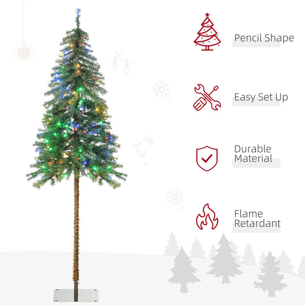 English Elm Homcom 6Ft Tall Prelit Pencil Christmas Tree With 175 Led Lights, Realistic Branches & Easy Setup W2225P249673