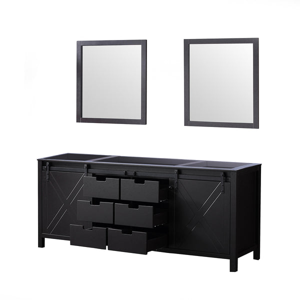 English Elm Brown Double Bath Vanity With Two Mirrors - Elegant 80" Wide Design, Ample Storage & Easy Install B2731S00573