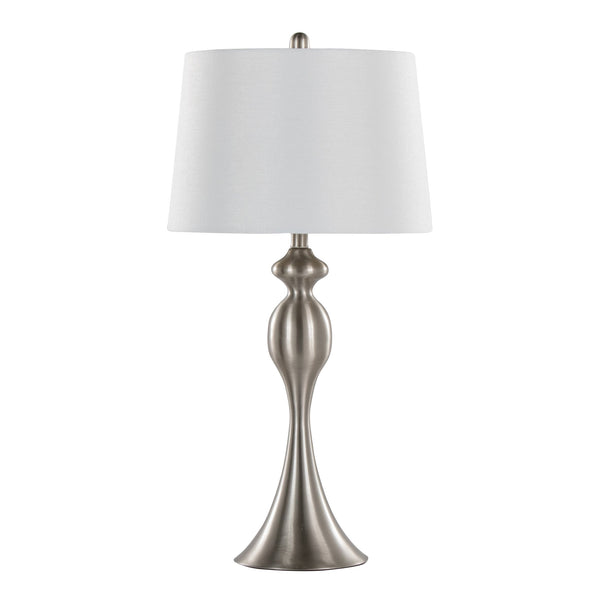 English Elm Ashland 30" Contemporary Brushed Nickel Table Lamp Set of 2 with White Linen Shade, 3-Way Rotry Switch B202P224108