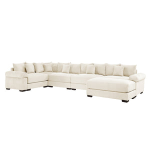 English Elm Oversized Cloud Modular Sectional Couch - Luxurious Convertible With Ottoman, Ergonomic Design & Easy Setup W714S01298-GIGA