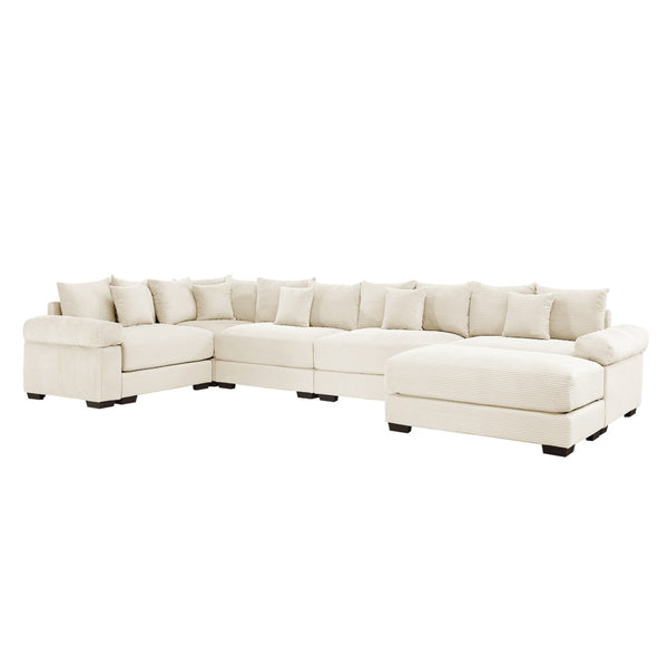 English Elm Oversized Cloud Modular Sectional Couch - Luxurious Convertible With Ottoman, Ergonomic Design & Easy Setup W714S01298-GIGA