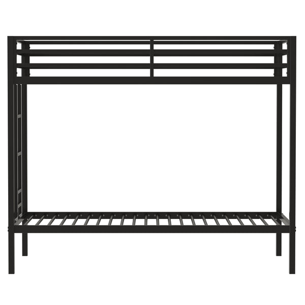 English Elm Adam Twin Over Twin Bunk Bed Metal Black with Full Guardrails Ladder Easy Assemble Plastic End Caps Durable Frame B083P319019