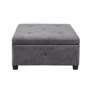 JLA Home Madison Park - Soft Storage Ottoman with Button-Tufted Top and Soft-Close Lid, Solid Wood Legs for Elegant Livingroom Charcoal FPF18-0256
