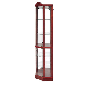 English Elm Lighted Glass Display Cabinet - Elegant Corner Curio With Adjustable Shelves & Integrated Lighting W1758P300136