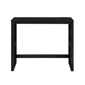 English Elm Desks 3-Piece Set with Rolling Small Desk, Upholstered Stool & Large Stationary Desk for Compact Workspaces Black 38.5 L x 21.5 W x 17.5 H B011P287465