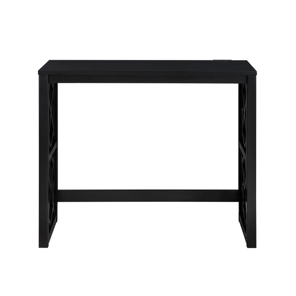 English Elm Desks 3-Piece Set with Rolling Small Desk, Upholstered Stool & Large Stationary Desk for Compact Workspaces Black 38.5 L x 21.5 W x 17.5 H B011P287465