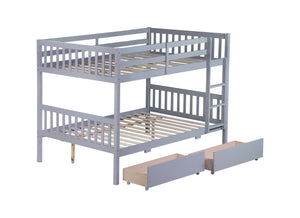 English Elm Full Full Over Full Bunk Bed In Grey With 2 Storage Drawers, Ladder & Safety Guardrails – Versatile Design! W504S00194