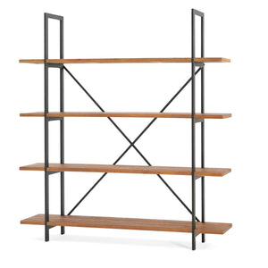 English Elm Christopher Knight Home® - BOOKCASE Industrial Antique Black Metal & Firwood Etagere Bookshelf with X-Frame Iron Support, 79.25"L N771P239470G