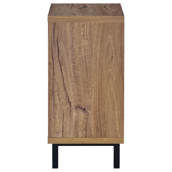 English Elm Stagg Oak Finish Entryway Bench with Cane Door Panel and Four Tier Shoe Storage B062P451791
