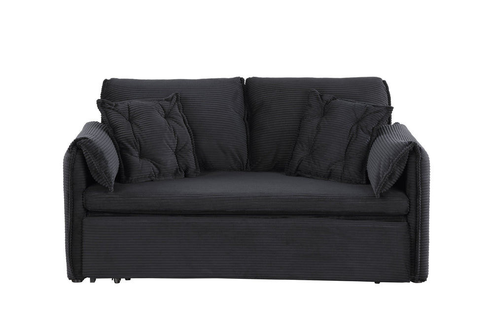 English Elm 3 In 1 Sleeper Sofa Couch Bed - Modern Black Fabric, Adjustable Comfort For Small Spaces & Guests W1420P225085