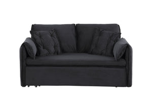 English Elm 3 In 1 Sleeper Sofa Couch Bed - Modern Black Fabric, Adjustable Comfort For Small Spaces & Guests W1420P225085