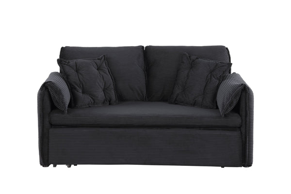 English Elm 3 In 1 Sleeper Sofa Couch Bed - Modern Black Fabric, Adjustable Comfort For Small Spaces & Guests W1420P225085